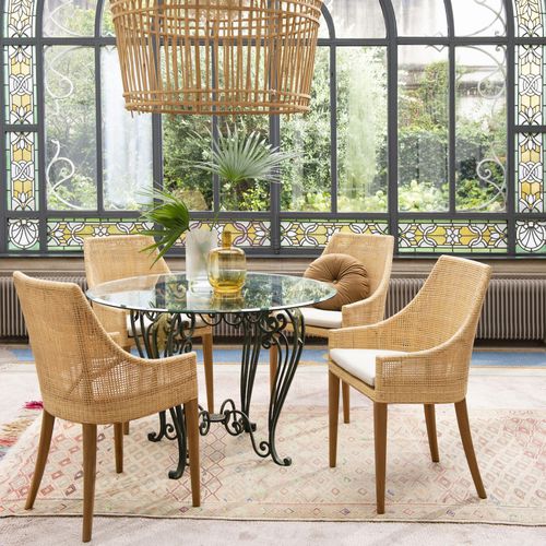 Современный cтул для столовых - SAIGON - KOK Maison - для интерьера / из тикового дерева / из ротанга