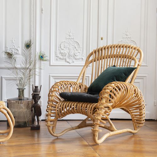 Современное кресло - BOUCLE - KOK Maison - из ткани / из ротанга / из ротанга