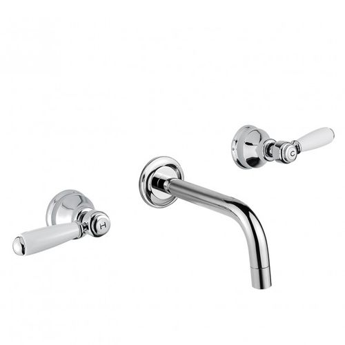 Двухрычажный смеситель для раковины - BDM-MBR-309-W - BAGNODESIGN - настенный / из хромированного металла / для ванной комнаты
