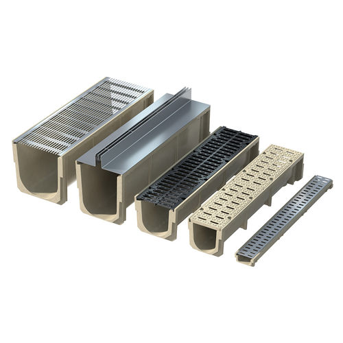 Лоток канализации с решеткой - MB-PCT-100 - Moonbay Industrial Co., Ltd. - с центральной прорезью / с боковой прорезью / из резинобетона