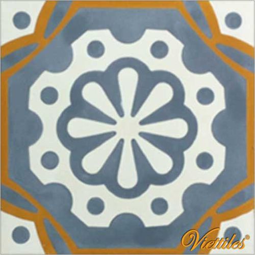Чешуйчатая жесткая плита - V20-006 - Viet Tiles Corporation - квадратная / синяя / ручной работы
