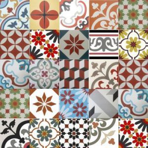 Жесткая плита лоскутное изделие - RED BROWN YELLOW - Vietnam cement tile corp - для интерьера / напольная / настенная