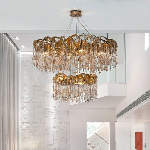 Современная люстра - LINE SCULPTURE DOUBLE - K-LIGHTING - из стекла / из алюминия / для профессионального использования