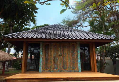 Входная дверь - Teck Time - из тикового дерева / из экзотических пород дерева / сложенная «гармошкой»