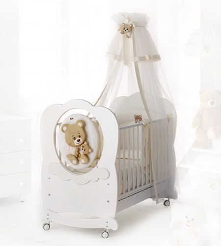 Современная детская кроватка - ABBRACCI - Baby Expert - на колесиках / из дерева