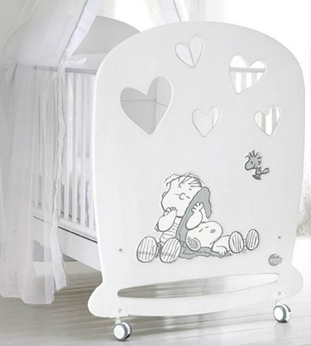 Современная детская кроватка - WHITE LINUS COT - Baby Expert - на колесиках / из дерева