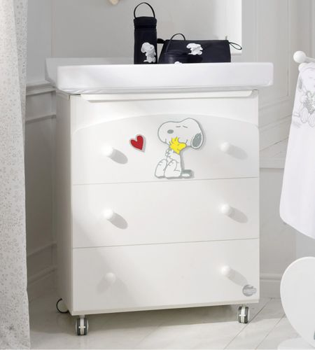 Пеленальный столик из дерева - SNOOPY - Baby Expert - на роликах
