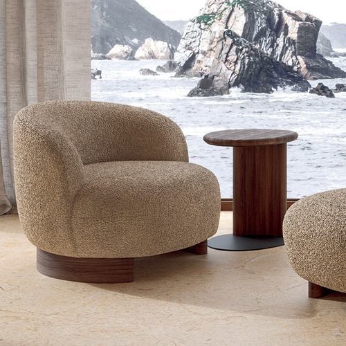 Современное кресло - Pebble - Nature Design - из ткани / из дуба / с основанием из дуба