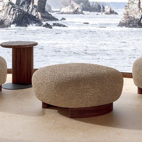 Современный пуф - Pebble big - Nature Design - из ткани / из дуба / овальный