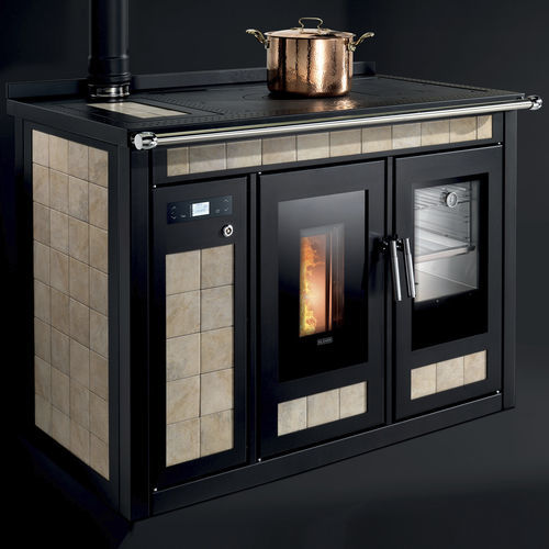 Кухонная плита на пеллетах - SMART 120 MAIOLICA - Klover - 1 конфорка / 1 духовка / с ручной чисткой