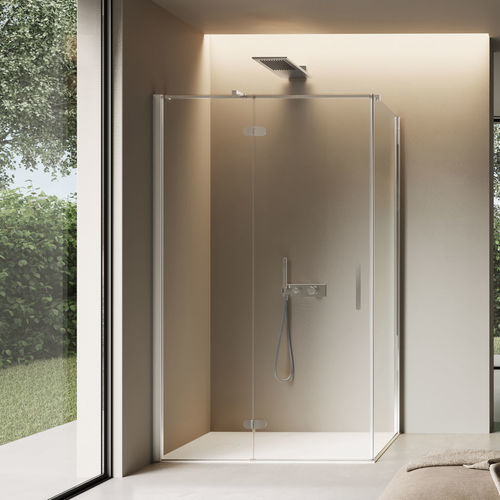 Душевая кабина из стекла - FLIPPER - Disenia - из алюминиевого профиля / поворотная / угловая