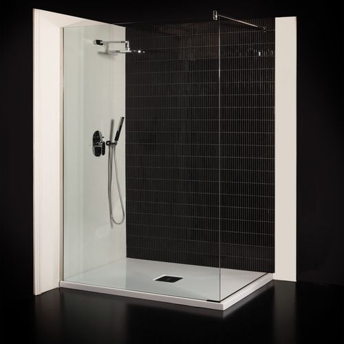Душевая кабина из закаленного стекла - Albion Bath Co - фиксированная / угловая / из дымчатого стекла