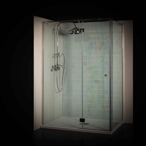 Душевая кабина из закаленного стекла - Albion Bath Co - с распашной дверцей / угловая / из дымчатого стекла