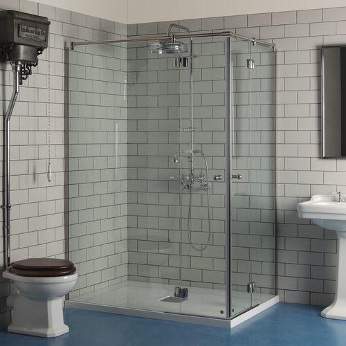 Душевая кабина из закаленного стекла - Albion Bath Co - с распашной дверцей / угловая / из дымчатого стекла