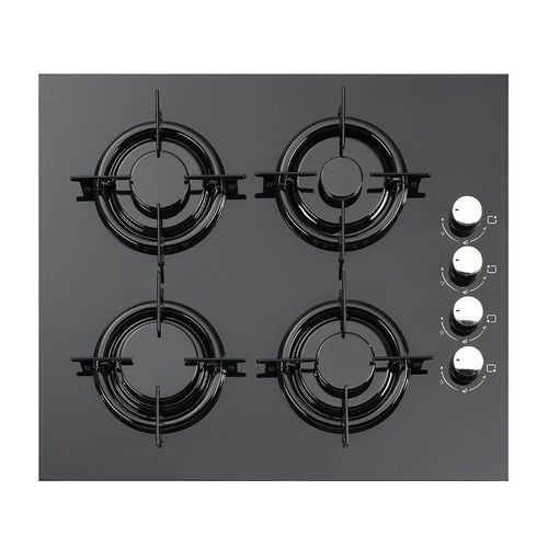 Газовая варочная панель - C6-40F BLACK - Kumtel & Luxell - 4 конфорки / встраиваемая / с поворотными регуляторами