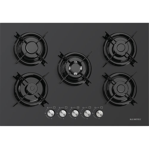 Газовая варочная панель - C7-50WF BLACK - Kumtel & Luxell - 5 конфорок / встраиваемая / с поворотными регуляторами