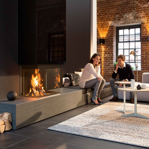 Дровяной камин - KALFIRE HEAT PURE W66/48S - Bespoke Fireplace Designs - встраиваемый / с 3 поверхностями / с закрытой топкой