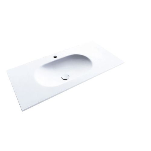 Встраиваемая раковина - OVAL - Decosan - из Solid Surface / со встроенной столешницей / прямоугольная