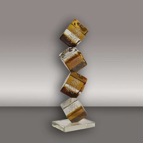 Скульптура из дутого стекла - 4 CUBES - Alberto Dona - отдельностоящая / для профессионального использования / позолоченная