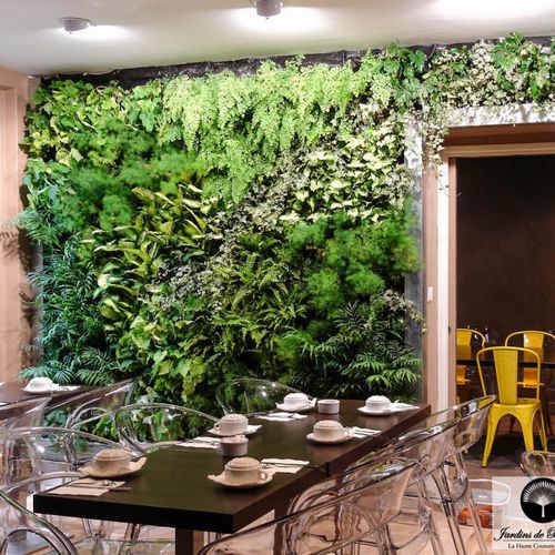 Стабилизированная "зеленая стена" - HOTEL IDEAL - Jardins de Babylone - из модульных панелей / натуральная / листва
