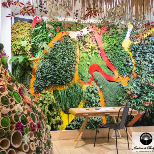 Стабилизированная "зеленая стена" - ART - Jardins de Babylone - из модульных панелей / натуральная / листва