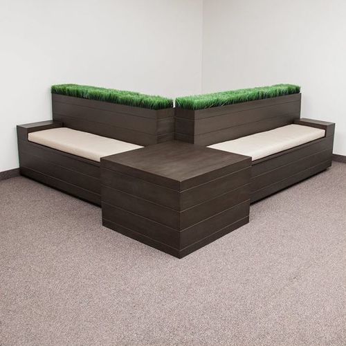 Современная скамейка для сада - MADERA - PLANTERS UNLIMITED - из стекловолокна / со спинкой / модульная