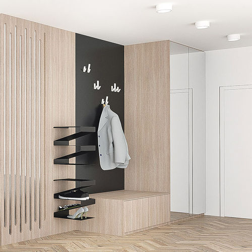 Современный Стеллаж для обуви - ZAG  - 3S design - настенный / из стали, покрытой порошком / из дуба