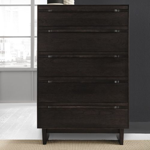 Высокий комод - CAMBER - West Furniture - современный / из дерева / 5 выдвижных ящиков