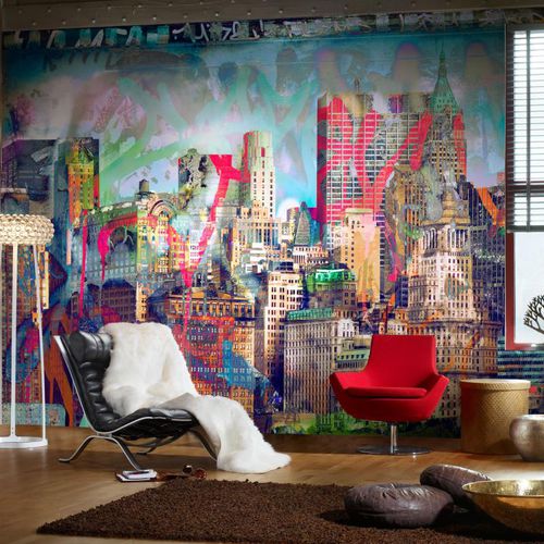 Обои уникальный дизайн - GRAFFITI CITY - Mr Perswall - из нетканых материалов / панорамный / городской мотив
