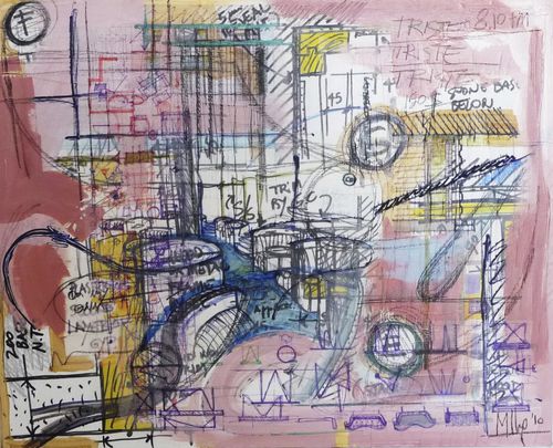 Акриловая декоративная картина - Untitled Rosa STRATICOLLAGE - San Polo Art Gallery | Contemporary Art & Design i - смешанного типа / на бумаге / абстрактная