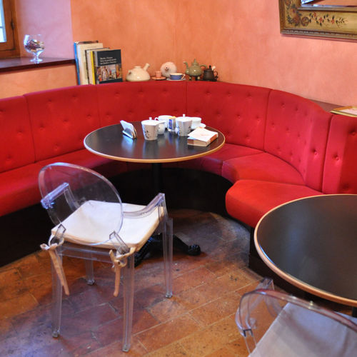 Современный стол - PIANI CAFE DE PARIS - Monolite Ipergres - из керамики / с основанием из металла / круглый