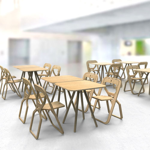 Современный стол для бистро - Natural - INFINE DESIGN OBJET - из дерева / с основанием из древесины / квадратный