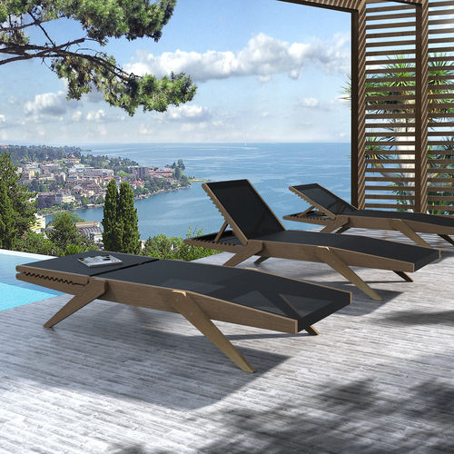 Современный садовый шезлонг - CROCO - INFINE DESIGN OBJET - из полотна / из экзотических пород дерева / из кумару