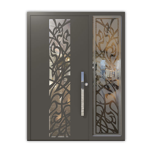 Входная дверь - RIVANNA - REMO Security Doors - из гальванизированной стали / створчатая / полузастекленная