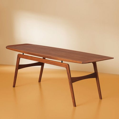 Классический журнальный столик - SURFBOARD - Warm  Nordic - из орехового дерева / из тикового дерева / с основанием из ореха