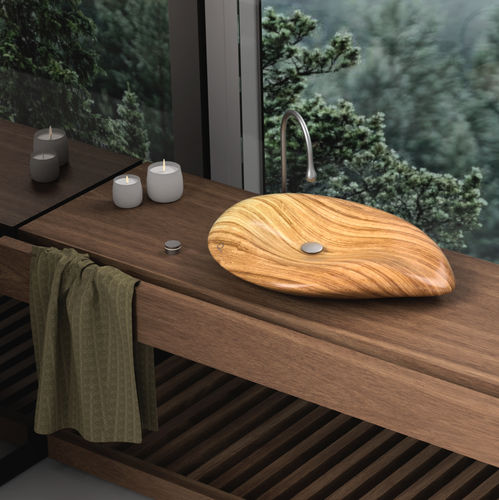 Настольная раковина - LEAF - QINN DESIGNS - из дерева / на заказ / овальная