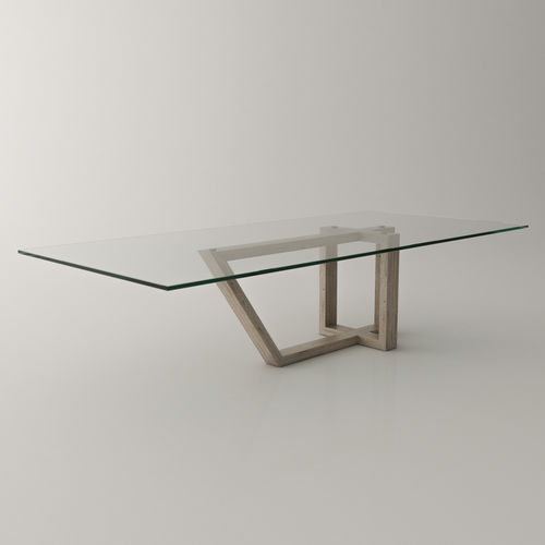 Современный обеденный стол - EVO - Roig - art & design - - из закаленного стекла / с основанием из мрамора / прямоугольный
