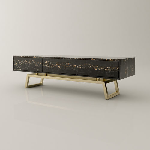Современный стол-консоль - GENÍS LUX - Roig - art & design - - из мрамора / с основанием из шлифованной латуни / прямоугольный
