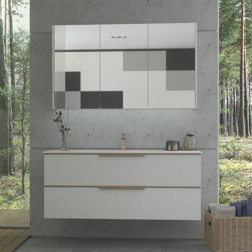 Двойная тумба под умывальник - AMBER - UAB KAME - подвесная / МДФ / из Corian®