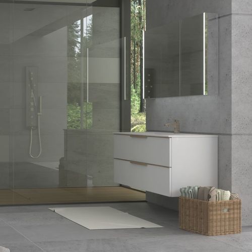 Подвесная тумба под умывальник - AMBER RIGHT - UAB KAME - МДФ / из Corian® / современная