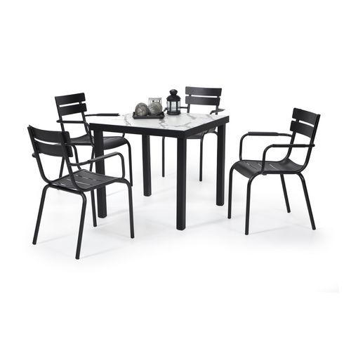 Современный стол - Decor  - YÜCEL OUTDOOR FURNİTURE  - из ламината высокого давления / из керамики / с основанием из алюминия
