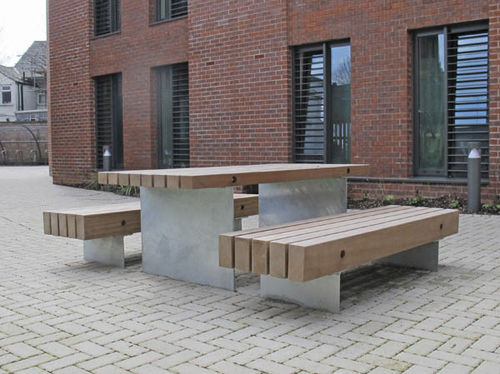 Современный стол для пикника - FORDHAM  - Furnitubes - из ироко / из гальванизированной стали / прямоугольный