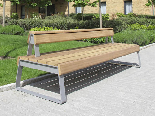 Современная общественная скамейка - RIBBON XL SEAT - Furnitubes - из ироко / из стали / со спинкой