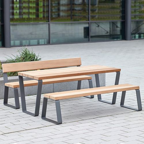 Современный комплект стол-лавки - CAMPUS - Bailey streetscene - из дерева / из алюминия / для наружного применения