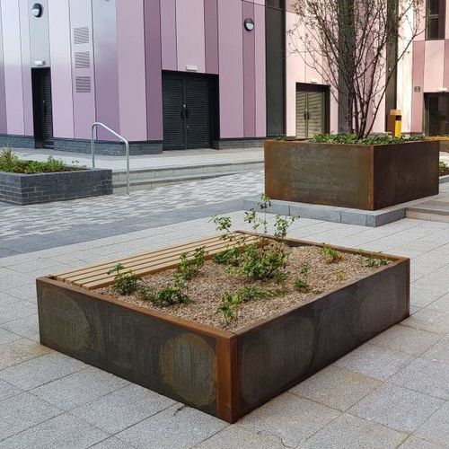 Кадка для садовых растений из кортеновской стали - THIRLMERE  - LOGIC STREET & PARK FURNITURE - прямоугольная / квадратная / модульная