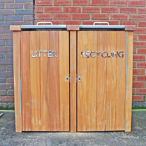 Общественный мусорный контейнер - LBSH 112 - Woodscape. - с сортировкой / из нержавеющей стали / из дерева