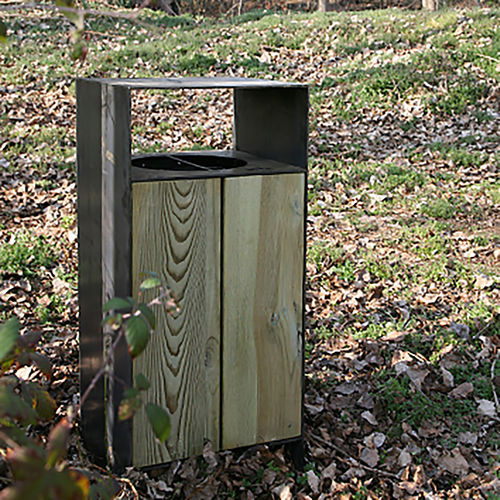 Общественный мусорный контейнер - CORTEN - Woodscape. - из гальванизированной стали / из кортеновской стали / из дерева