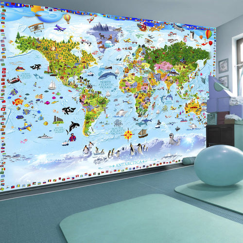 Современный обои -  WORLD - WALL DESIGNERS - карта / с размерным эффектом / для детской