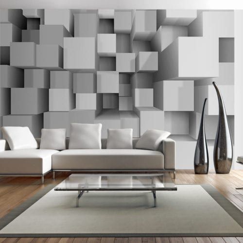 Современный обои - PUZZLE - WALL DESIGNERS - c геометрическим рисунком / с размерным эффектом / серый