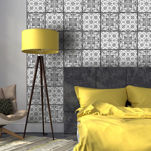 Современный обои - ORNAMENT - WALL DESIGNERS - с рисунком / имитация кафельной плитки / черный